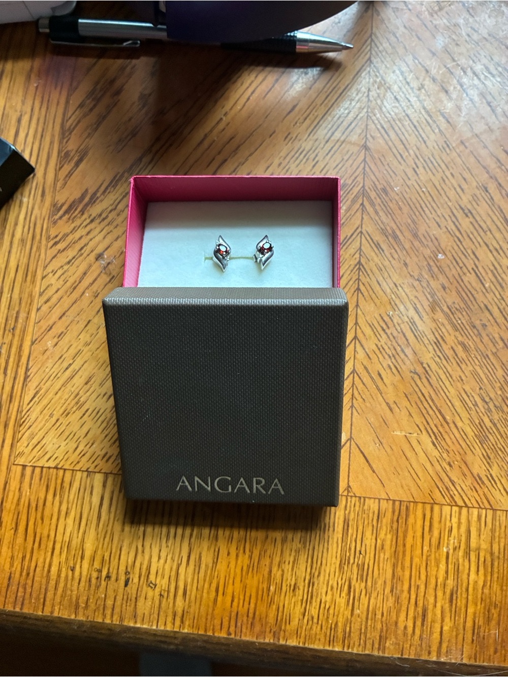 Angara Pink Garnet Sterling Silver Kite Stud Earrings